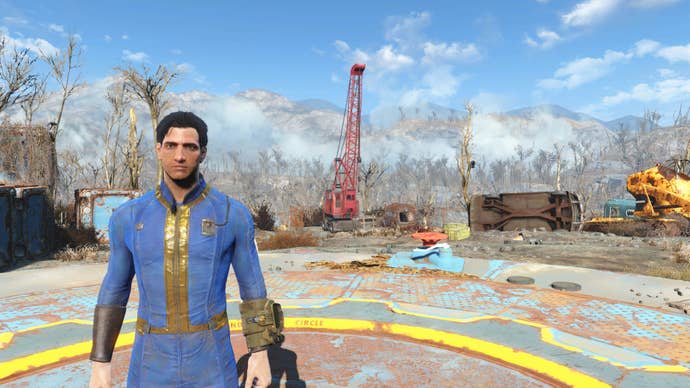 Émergeant de l'Abri 111 dans Fallout 4.
